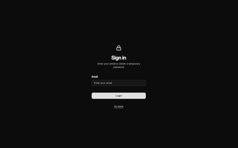 Authentication login screen