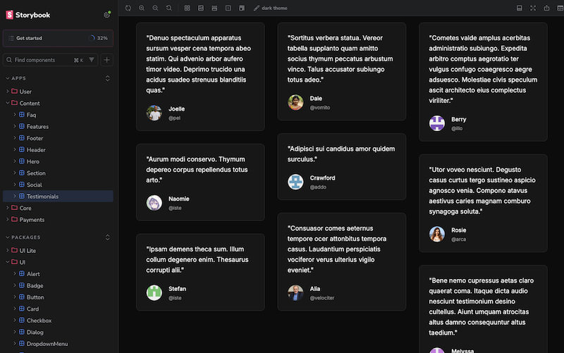 Storybook component documentation